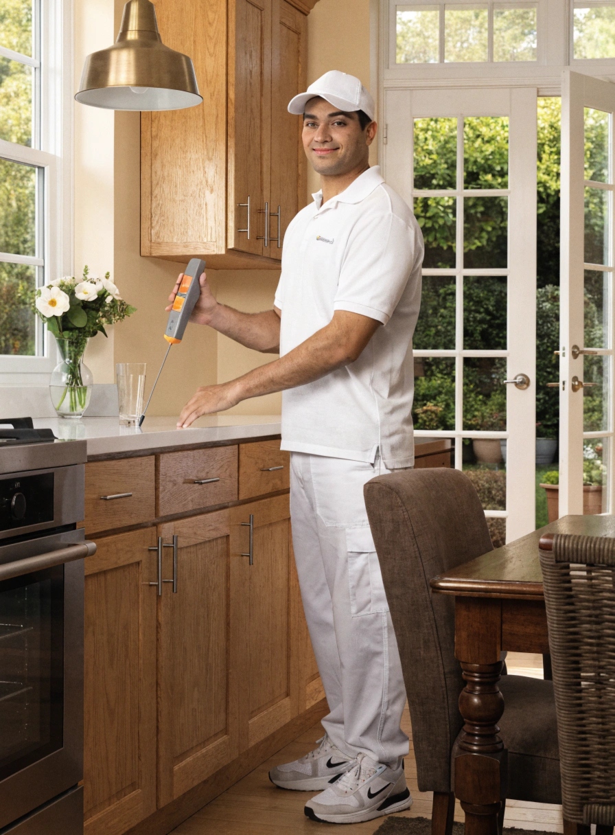 a-friendly--professional-male-technician-in-a-clea Mould-free bathroom after professional remediation Central Coast NSW